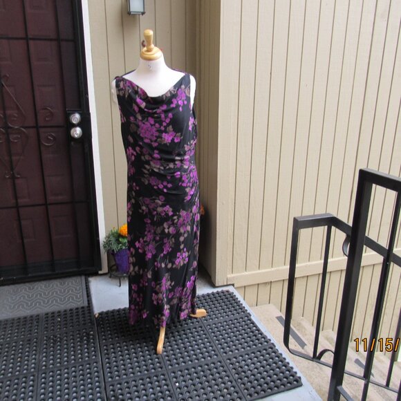 #457  NEW WOMAN'S LONG FLORAL CHIFFON DRESS BY JONES NEW YORK  (SIZE 16) - Picture 4 of 4